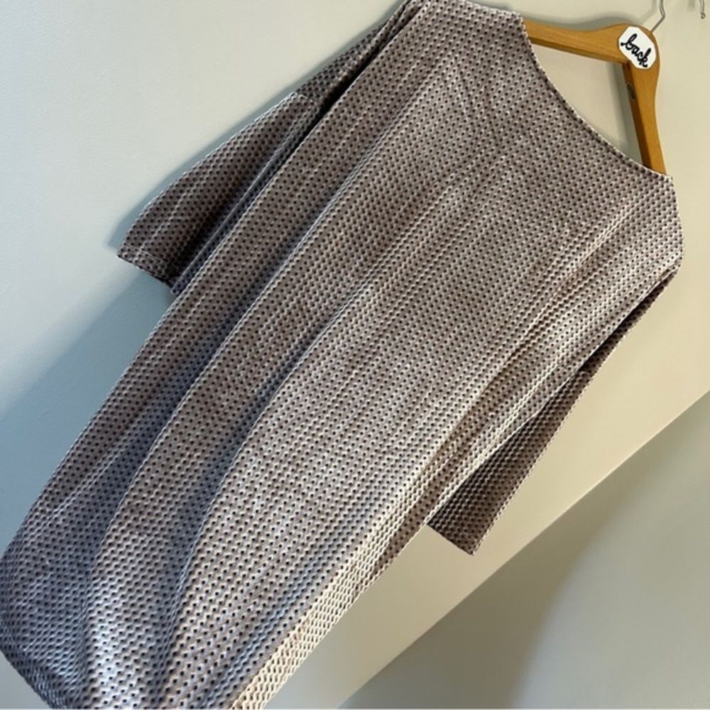 Wishlist Iridescent Champagne 3/4 Sleeve Boxy Faux Velvet Dress Chrome Gray Silv